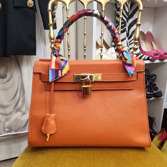 Rare orange clemence with gold hardware Teddy Blake Buti eva kelly bag - Picture 3 of 10